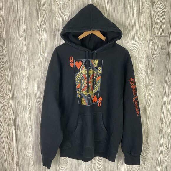 Lions Not Sheep Rebel Queen Black Hoodie Size XL Queen of Hearts Oversized Heavy - Picture 5 of 12